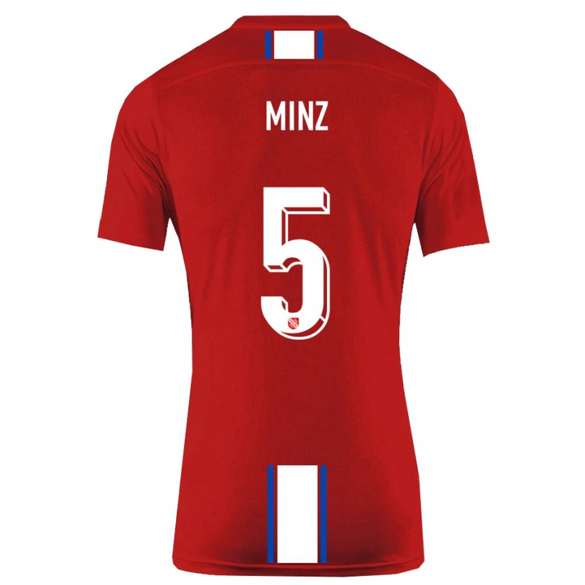 Danxen Herren Dominic Minz #5 Rot Weiß Heimtrikot Trikot 2025/26 T-Shirt Schweiz