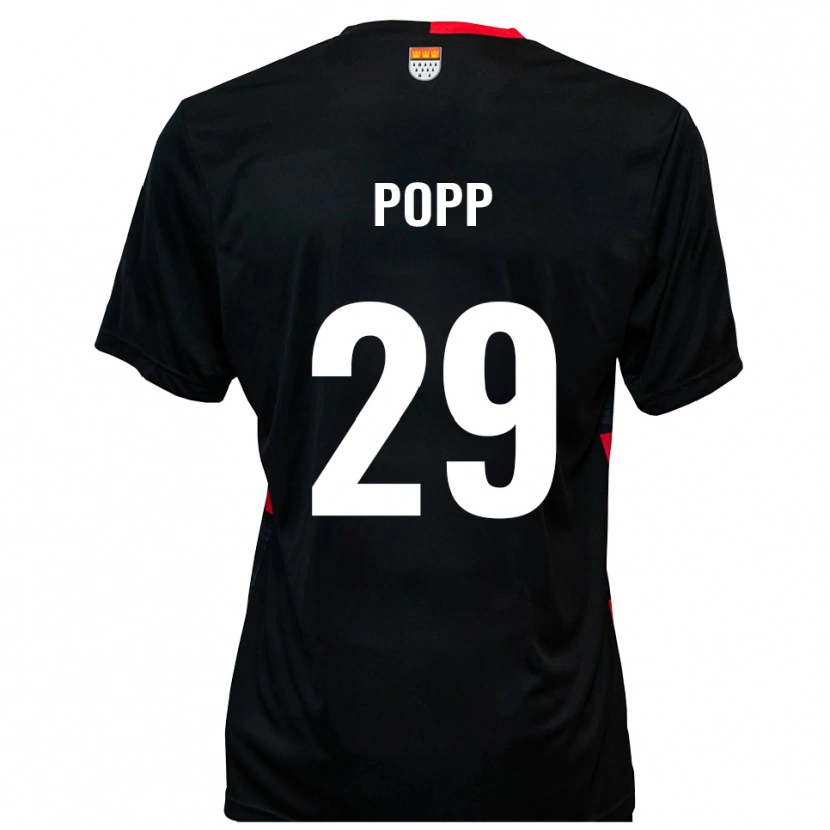 Danxen Herren Leander Popp #29 Schwarz Rot Heimtrikot Trikot 2025/26 T-Shirt Schweiz
