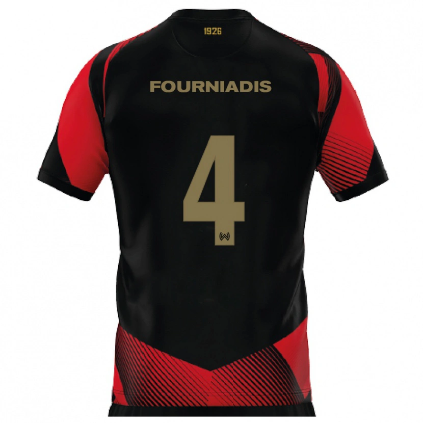 Danxen Herren Linos Fourniadis #4 Schwarz Rot Heimtrikot Trikot 2025/26 T-Shirt Schweiz