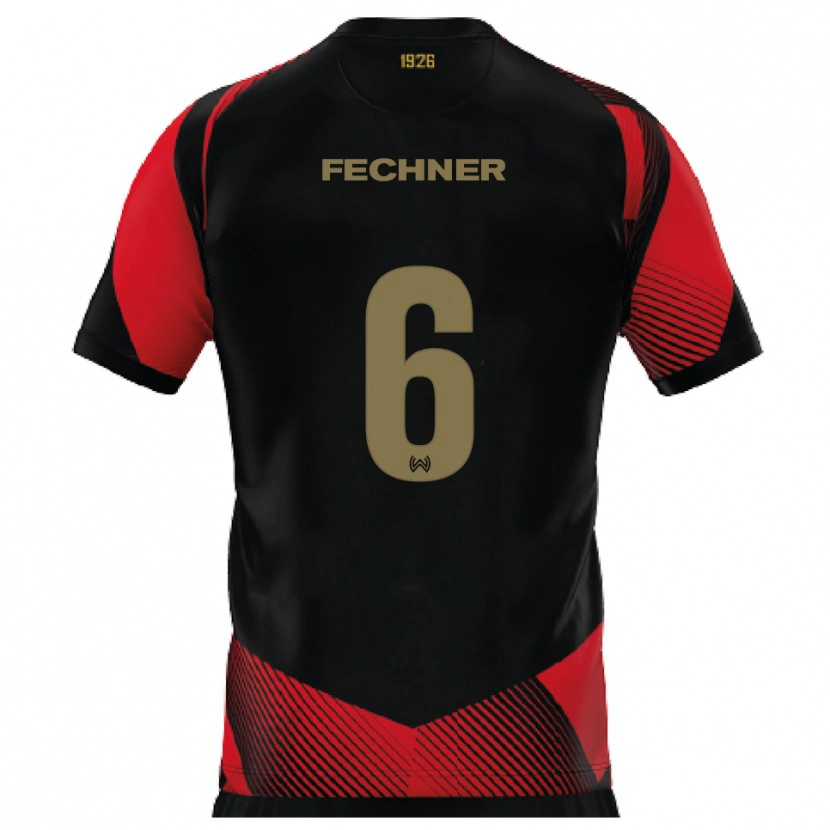Danxen Herren Gino Fechner #6 Schwarz Rot Heimtrikot Trikot 2025/26 T-Shirt Schweiz