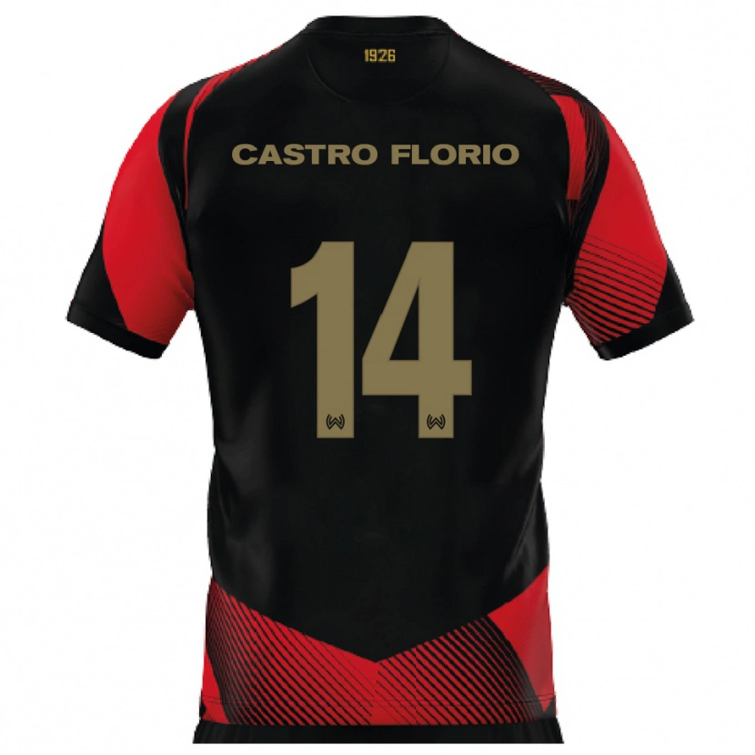Danxen Herren Giancarlo Castro Florio #14 Schwarz Rot Heimtrikot Trikot 2025/26 T-Shirt Schweiz