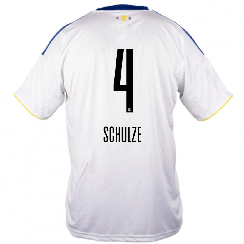 Danxen Herren Mateo Schulze #4 Weiß Blau Gelb Auswärtstrikot Trikot 2025/26 T-Shirt Schweiz