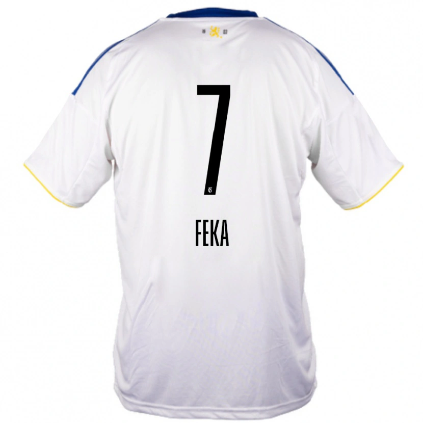 Danxen Herren Lukas Feka #7 Weiß Blau Gelb Auswärtstrikot Trikot 2025/26 T-Shirt Schweiz