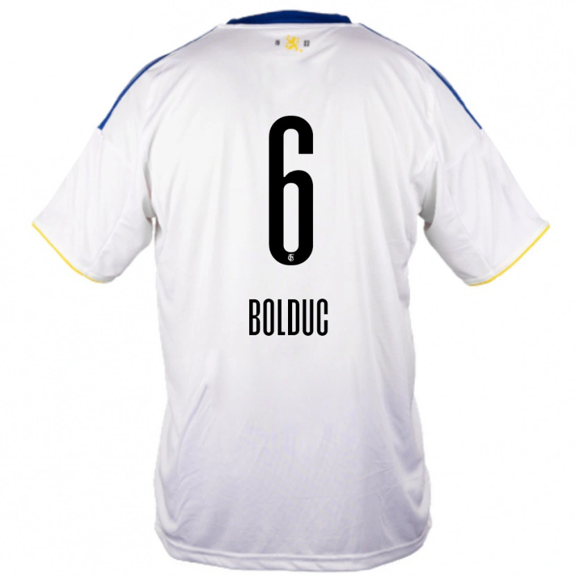 Danxen Herren Tyler Bolduc #6 Weiß Blau Gelb Auswärtstrikot Trikot 2025/26 T-Shirt Schweiz