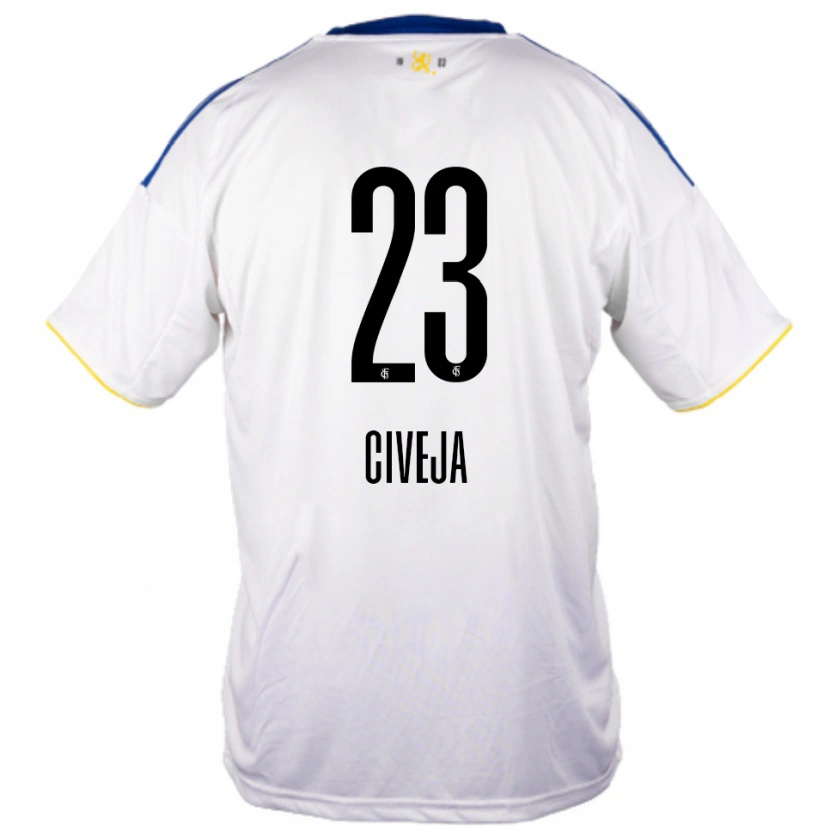 Danxen Herren Tim Civeja #23 Weiß Blau Gelb Auswärtstrikot Trikot 2025/26 T-Shirt Schweiz