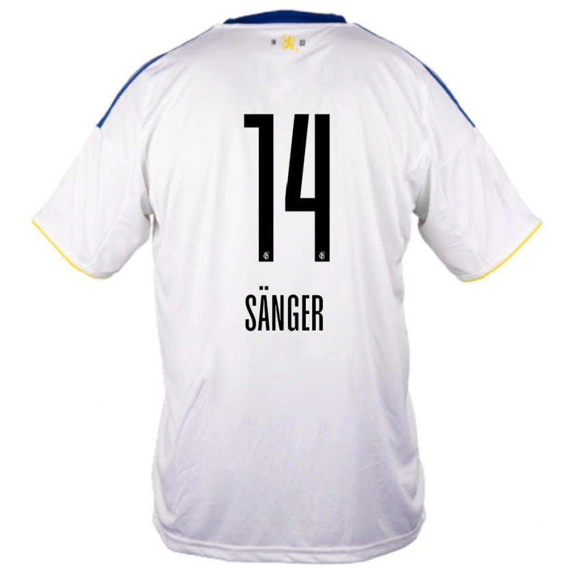 Danxen Herren Aaron Sänger #14 Weiß Blau Gelb Auswärtstrikot Trikot 2025/26 T-Shirt Schweiz