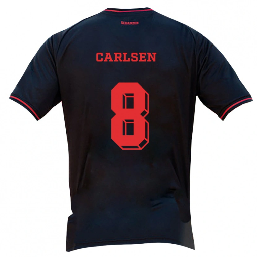 Danxen Herren Fredrik Carlsen #8 Schwarz Rot Weiß Auswärtstrikot Trikot 2025/26 T-Shirt Schweiz
