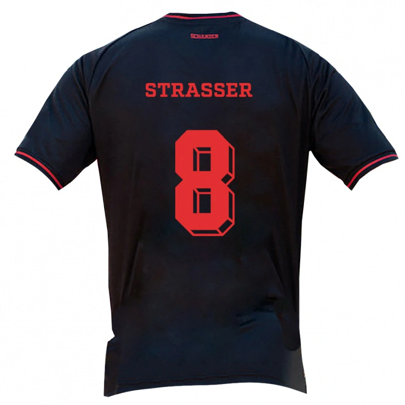 Danxen Herren Vincent Straßer #8 Schwarz Rot Weiß Auswärtstrikot Trikot 2025/26 T-Shirt Schweiz