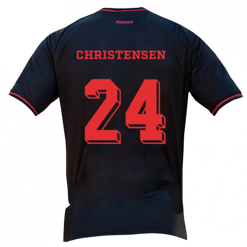 Danxen Herren Gustav Christensen #24 Schwarz Rot Weiß Auswärtstrikot Trikot 2025/26 T-Shirt Schweiz