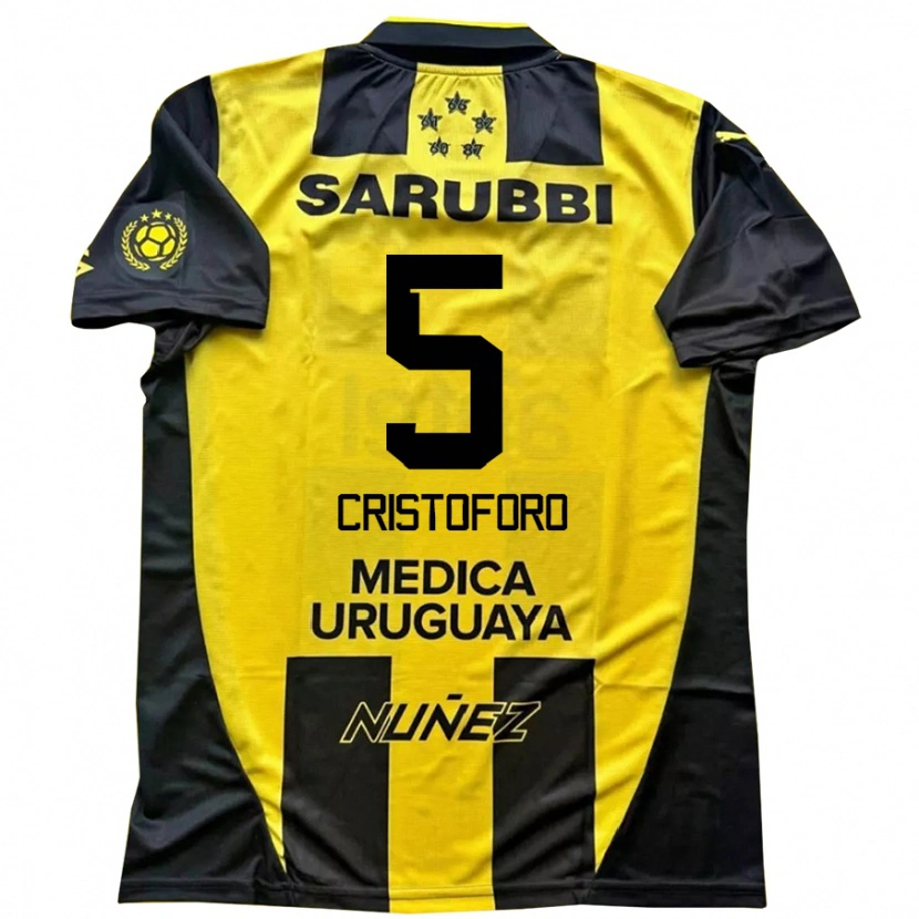 Danxen Kinder Sebastián Cristóforo #5 Schwarz Gelb Heimtrikot Trikot 2025/26 T-Shirt Schweiz