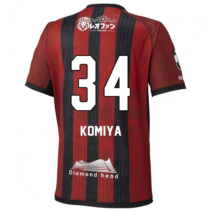 Danxen Kinder Masaki Komiya #34 Rot Schwarz Heimtrikot Trikot 2025/26 T-Shirt Schweiz