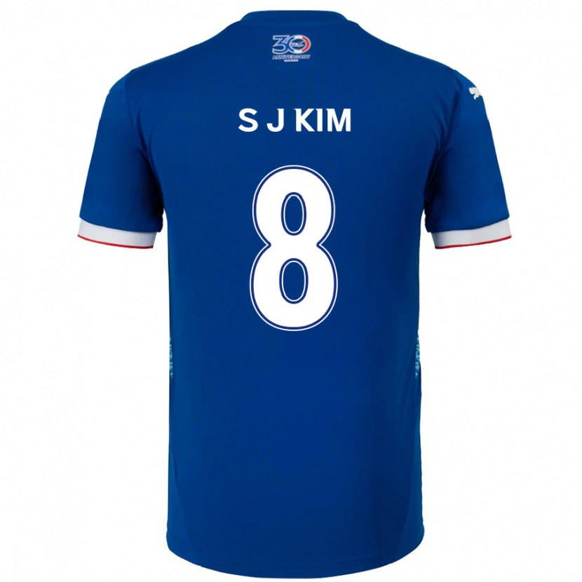 Danxen Kinder Ji-Sung Kim #8 Weiß Königsblau Heimtrikot Trikot 2025/26 T-Shirt Schweiz