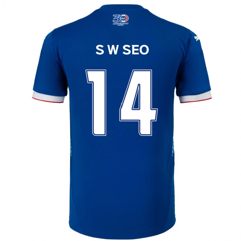 Danxen Kinder Woo-Seong Seo #14 Weiß Königsblau Heimtrikot Trikot 2025/26 T-Shirt Schweiz