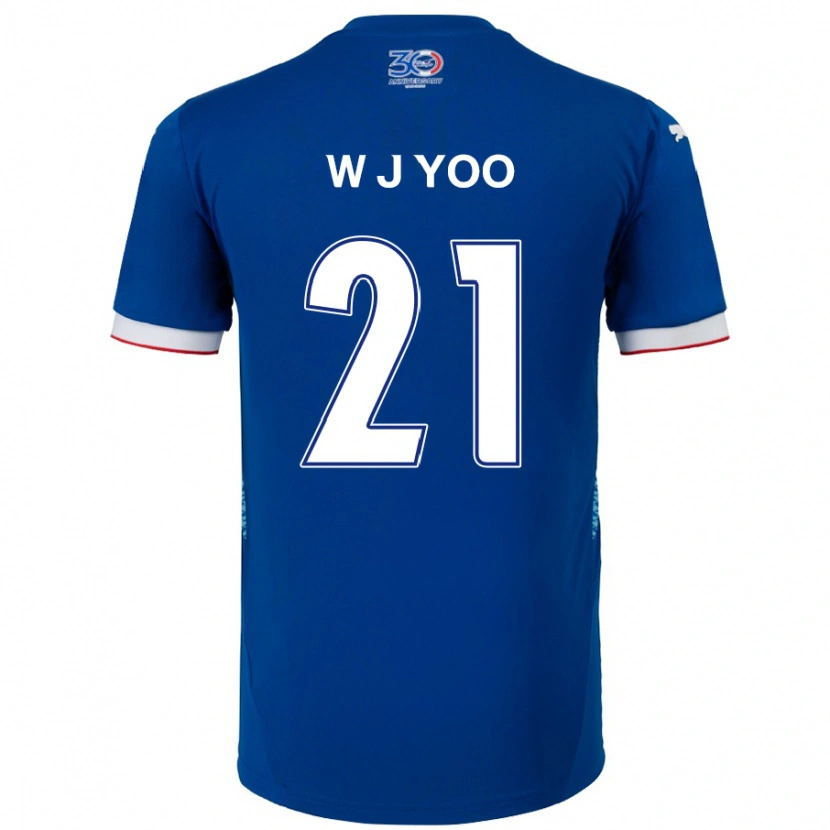Danxen Kinder Jin-Wook Yoo #21 Königsblau Weiß Heimtrikot Trikot 2025/26 T-Shirt Schweiz