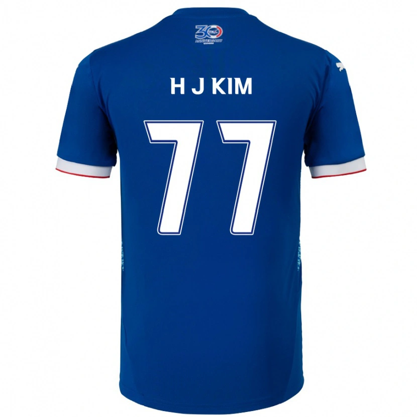 Danxen Kinder Ji-Hyun Kim #77 Königsblau Weiß Heimtrikot Trikot 2025/26 T-Shirt Schweiz