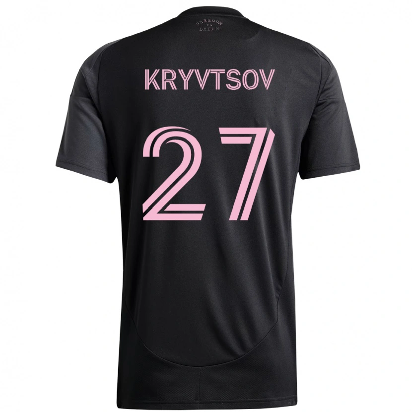 Danxen Kinder Sergiy Kryvtsov #27 Schwarz Rosa Auswärtstrikot Trikot 2025/26 T-Shirt Schweiz