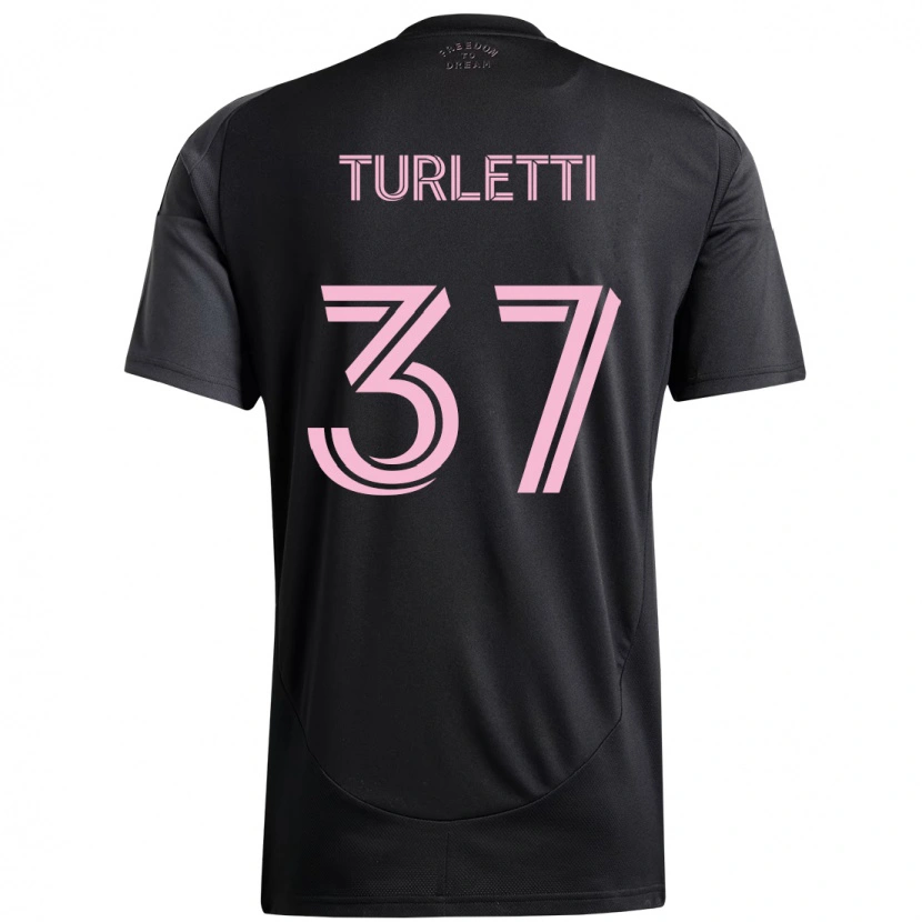 Danxen Kinder Mateo Turletti #37 Schwarz Rosa Auswärtstrikot Trikot 2025/26 T-Shirt Schweiz