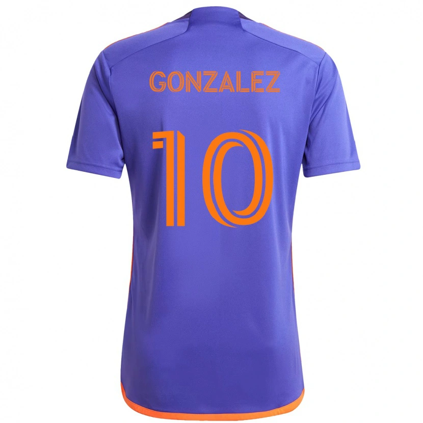 Danxen Kinder Yair González #10 Lila Orange Auswärtstrikot Trikot 2025/26 T-Shirt Schweiz