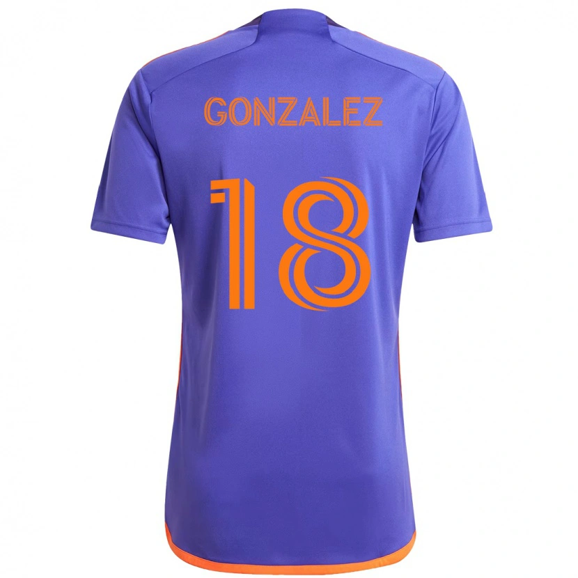 Danxen Kinder Diego Gonzalez #18 Lila Orange Auswärtstrikot Trikot 2025/26 T-Shirt Schweiz