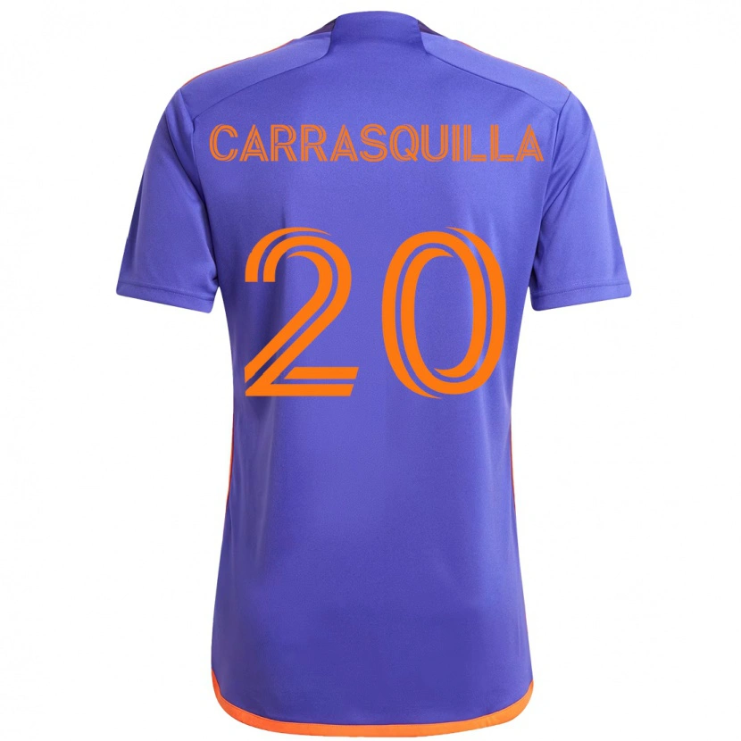 Danxen Kinder Adalberto Carrasquilla #20 Lila Orange Auswärtstrikot Trikot 2025/26 T-Shirt Schweiz