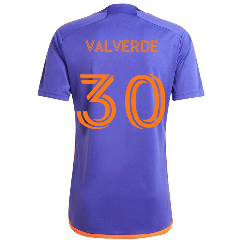 Danxen Kinder Jefferson Valverde #30 Lila Orange Auswärtstrikot Trikot 2025/26 T-Shirt Schweiz