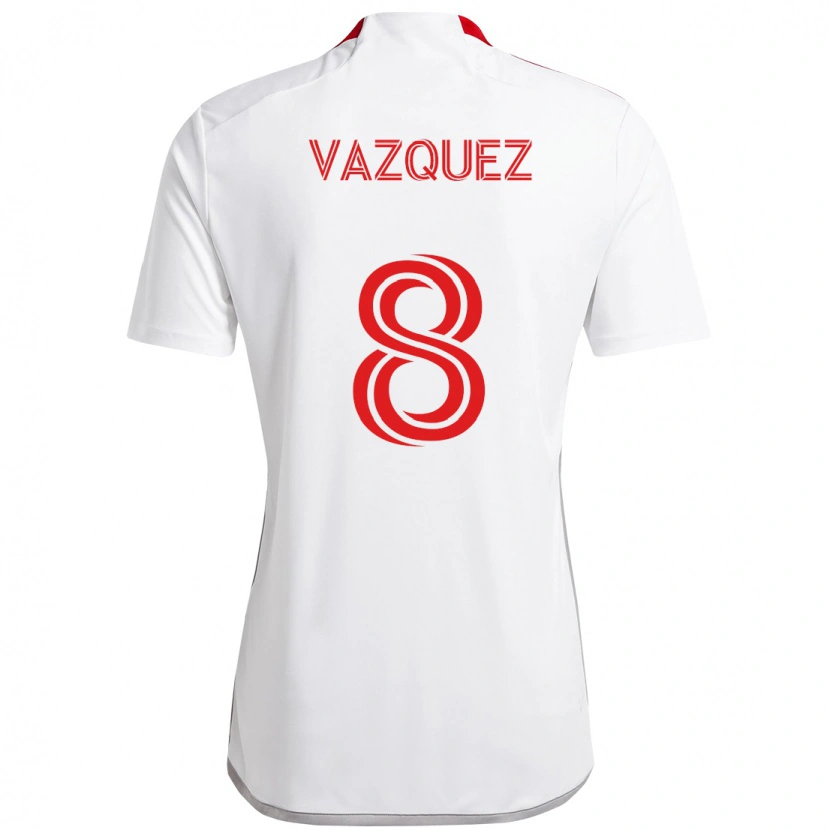 Danxen Kinder Víctor Vázquez #8 Rot Weiß Auswärtstrikot Trikot 2025/26 T-Shirt Schweiz