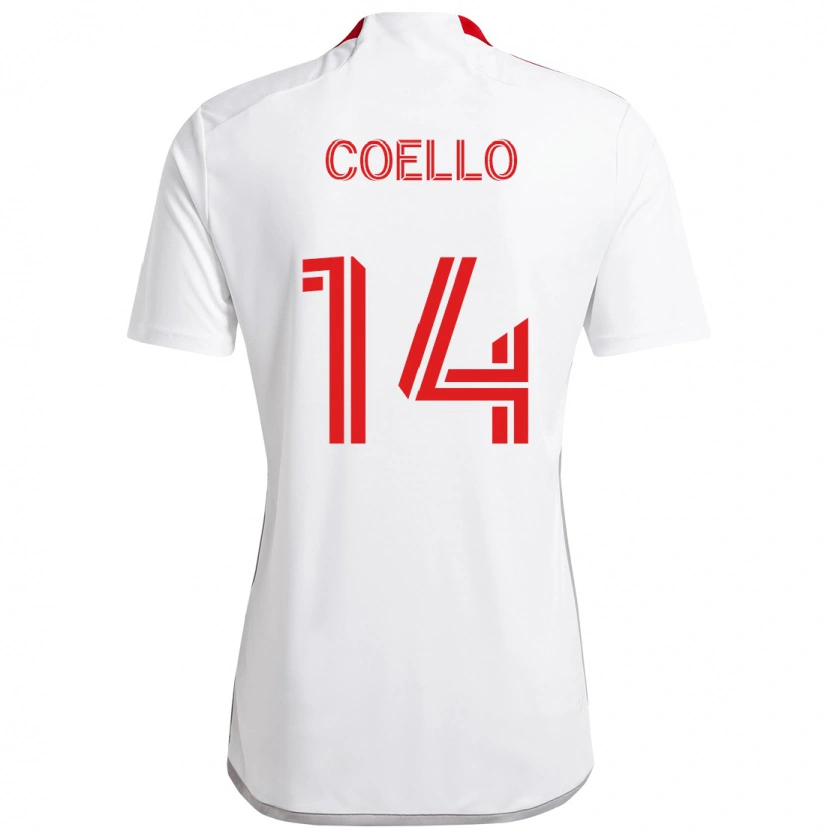 Danxen Kinder Alonso Coello #14 Rot Weiß Auswärtstrikot Trikot 2025/26 T-Shirt Schweiz