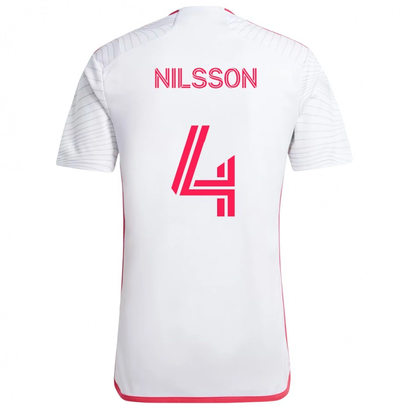 Danxen Kinder Joakim Nilsson #4 Magenta Weiß Auswärtstrikot Trikot 2025/26 T-Shirt Schweiz