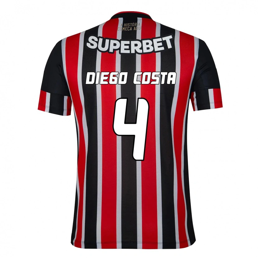 Danxen Kinder Diego Costa #4 Rot Schwarz Weiß Auswärtstrikot Trikot 2025/26 T-Shirt Schweiz