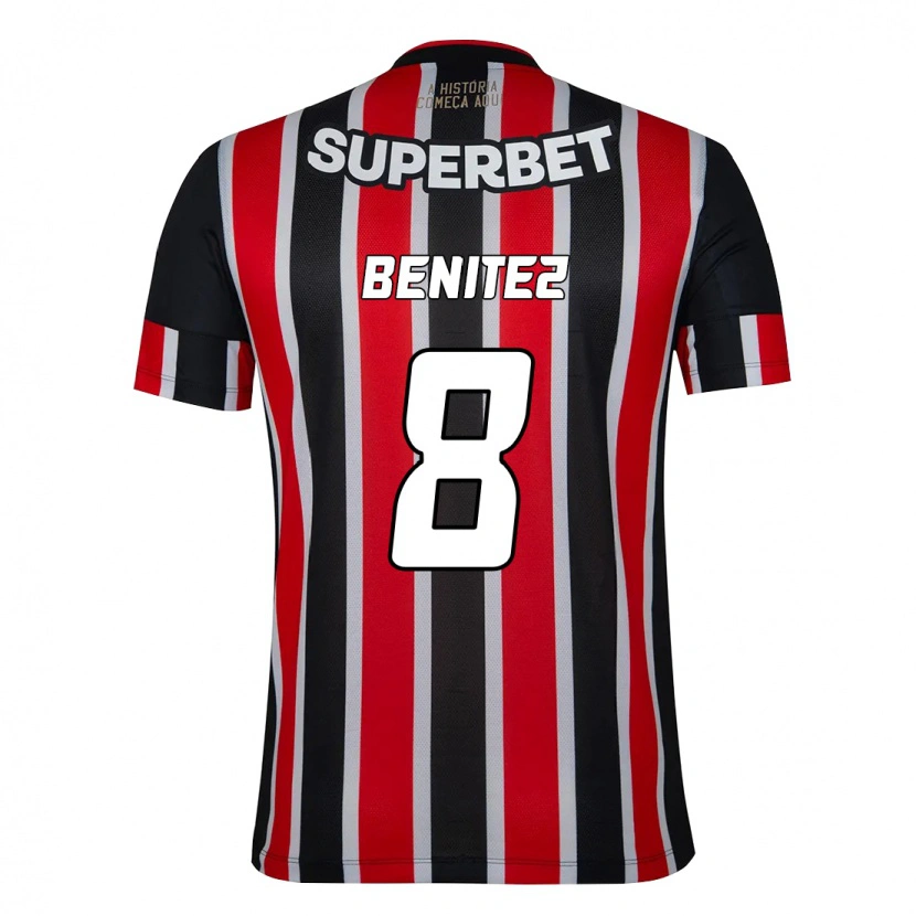 Danxen Kinder Martin Benitez #8 Rot Schwarz Weiß Auswärtstrikot Trikot 2025/26 T-Shirt Schweiz