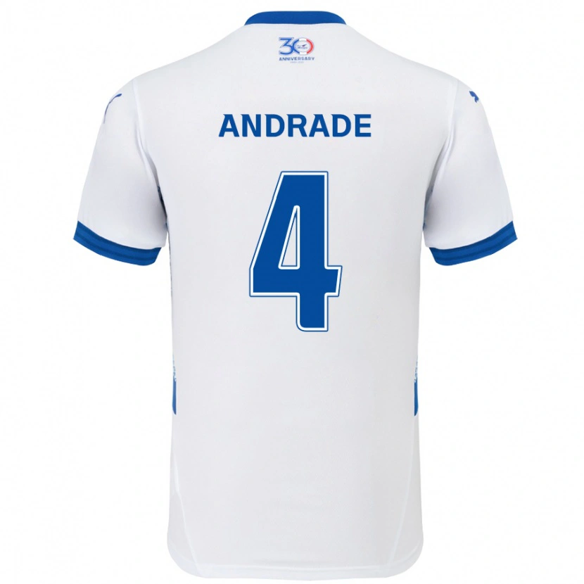 Danxen Kinder Léo Andrade #4 Weiß Königsblau Auswärtstrikot Trikot 2025/26 T-Shirt Schweiz