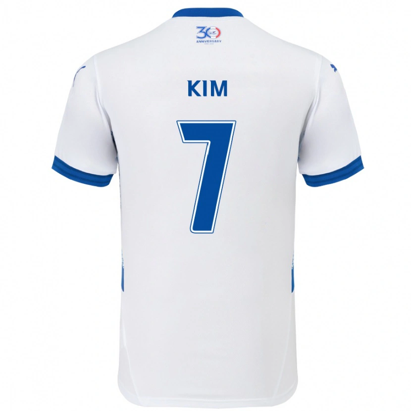 Danxen Kinder Hyun Kim #7 Weiß Königsblau Auswärtstrikot Trikot 2025/26 T-Shirt Schweiz