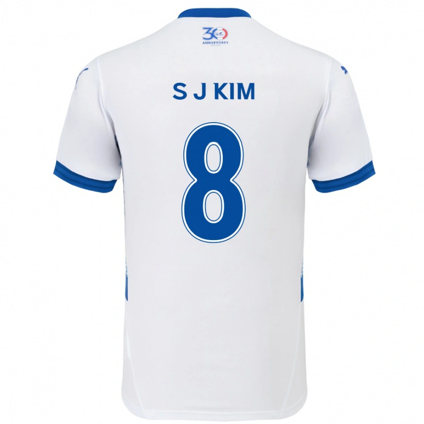 Danxen Kinder Ji-Sung Kim #8 Weiß Königsblau Auswärtstrikot Trikot 2025/26 T-Shirt Schweiz