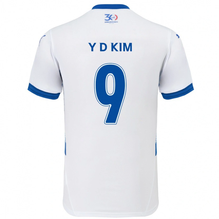 Danxen Kinder Dong-Yeon Kim #9 Weiß Königsblau Auswärtstrikot Trikot 2025/26 T-Shirt Schweiz