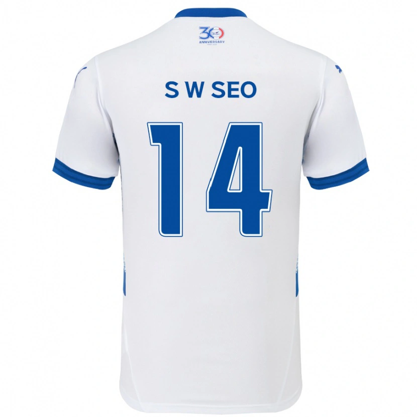 Danxen Kinder Woo-Seong Seo #14 Weiß Königsblau Auswärtstrikot Trikot 2025/26 T-Shirt Schweiz