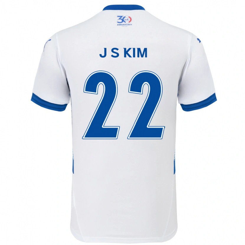 Danxen Kinder Sang-Jun Kim #22 Weiß Königsblau Auswärtstrikot Trikot 2025/26 T-Shirt Schweiz