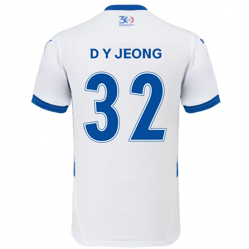 Danxen Kinder Dong-Yun Jeong #32 Weiß Königsblau Auswärtstrikot Trikot 2025/26 T-Shirt Schweiz