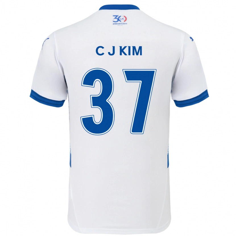 Danxen Kinder Joo-Chan Kim #37 Weiß Königsblau Auswärtstrikot Trikot 2025/26 T-Shirt Schweiz