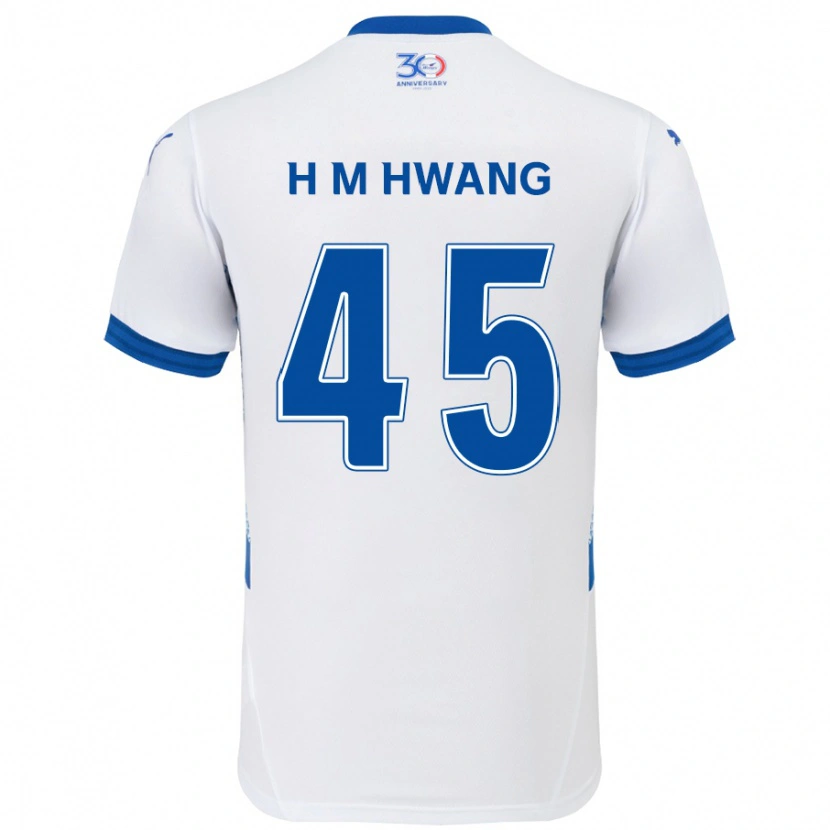 Danxen Kinder Myung-Hyun Hwang #45 Weiß Königsblau Auswärtstrikot Trikot 2025/26 T-Shirt Schweiz