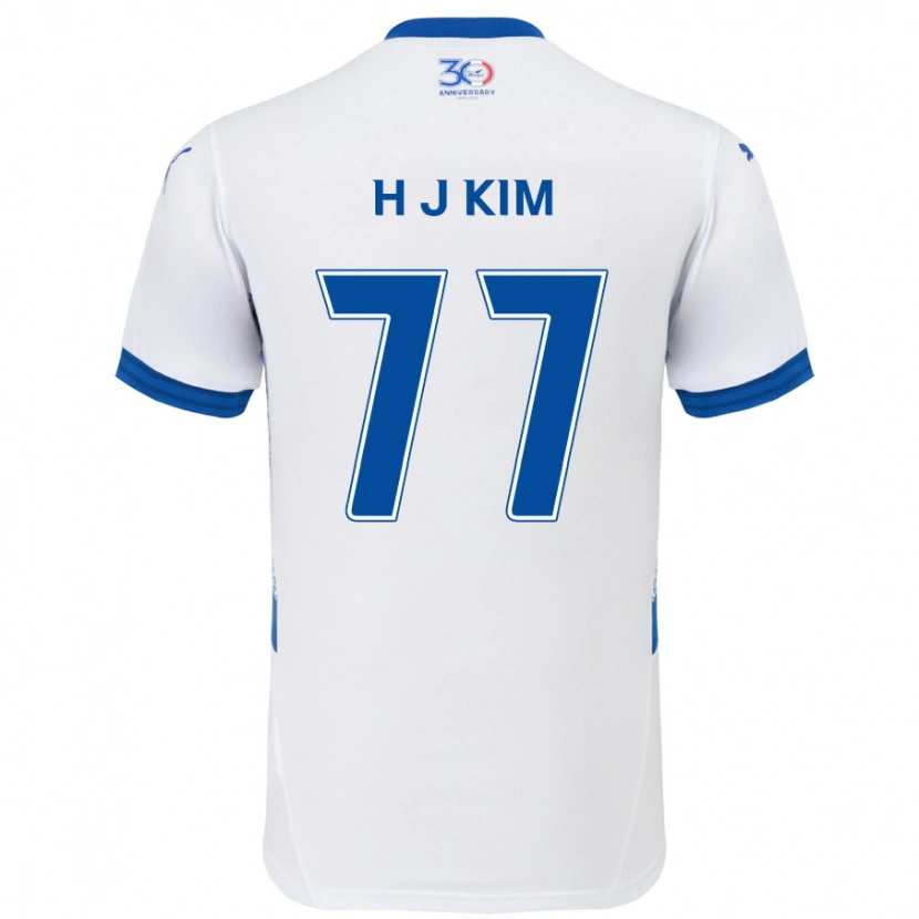 Danxen Kinder Ji-Hyun Kim #77 Weiß Königsblau Auswärtstrikot Trikot 2025/26 T-Shirt Schweiz