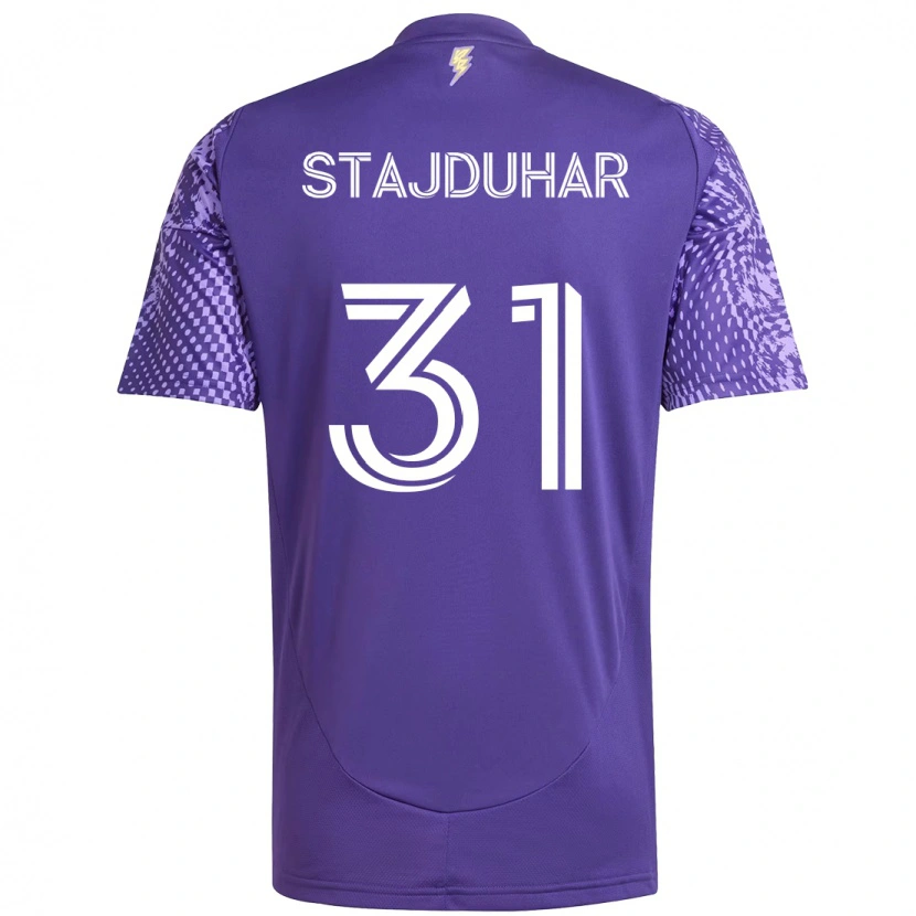 Danxen Herren Mason Stajduhar #31 Weiß Lila Heimtrikot Trikot 2025/26 T-Shirt Schweiz