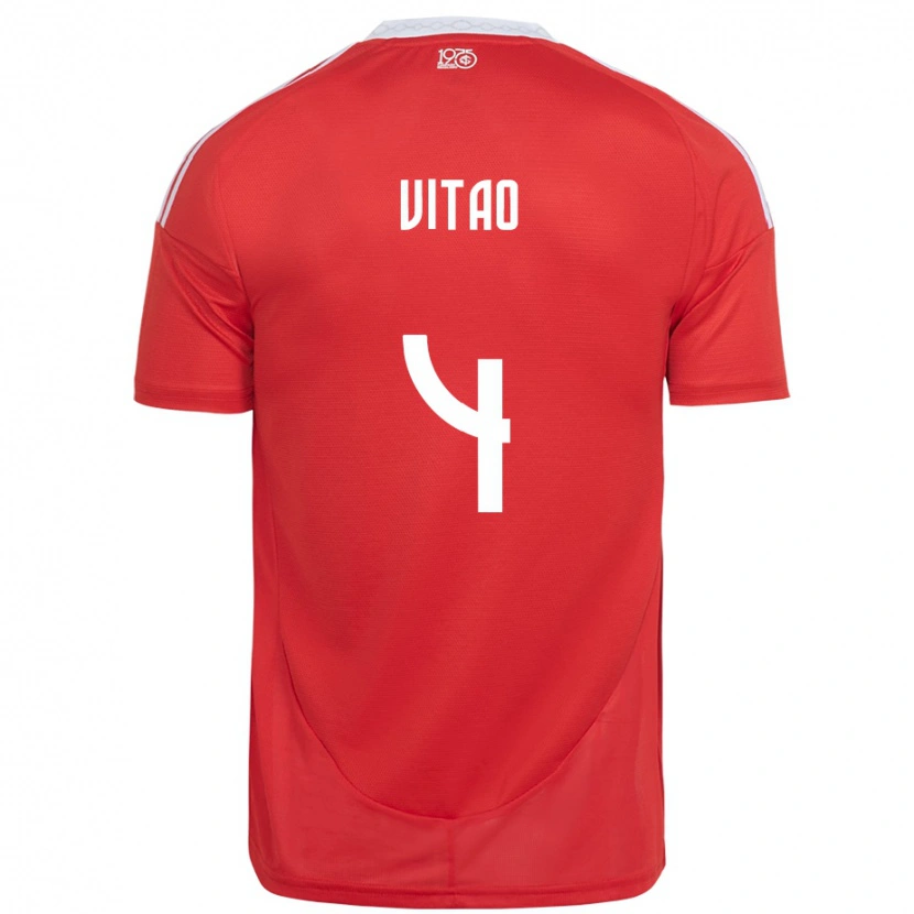 Danxen Herren Vitão #4 Weiß Rot Heimtrikot Trikot 2025/26 T-Shirt Schweiz