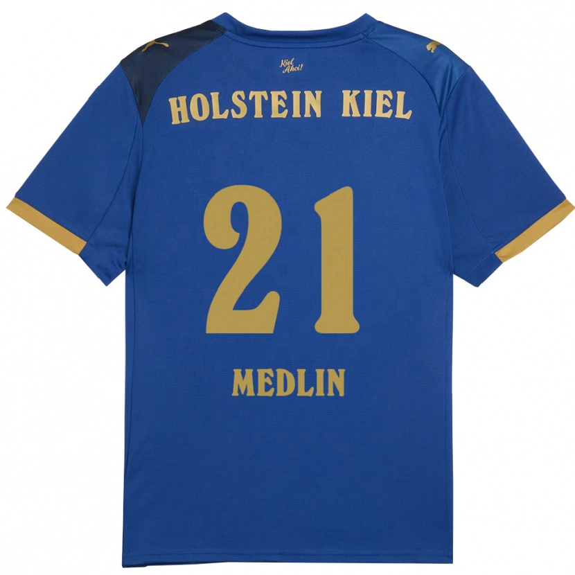 Danxen Damen Caspar Medlin #21 Blau Gold Heimtrikot Trikot 2025/26 T-Shirt Schweiz