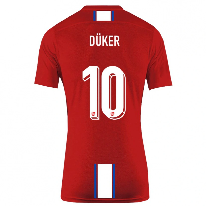 Danxen Damen Julius Düker #10 Rot Weiß Heimtrikot Trikot 2025/26 T-Shirt Schweiz