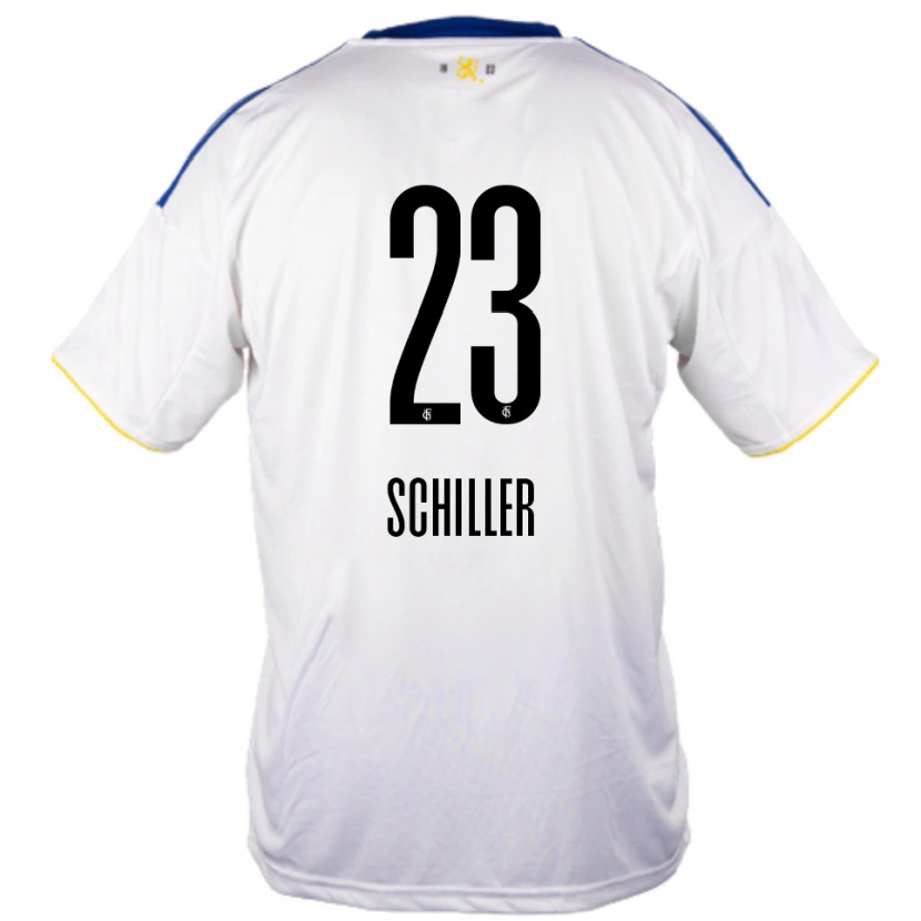 Danxen Damen Niklas Schiller #23 Weiß Blau Gelb Auswärtstrikot Trikot 2025/26 T-Shirt Schweiz