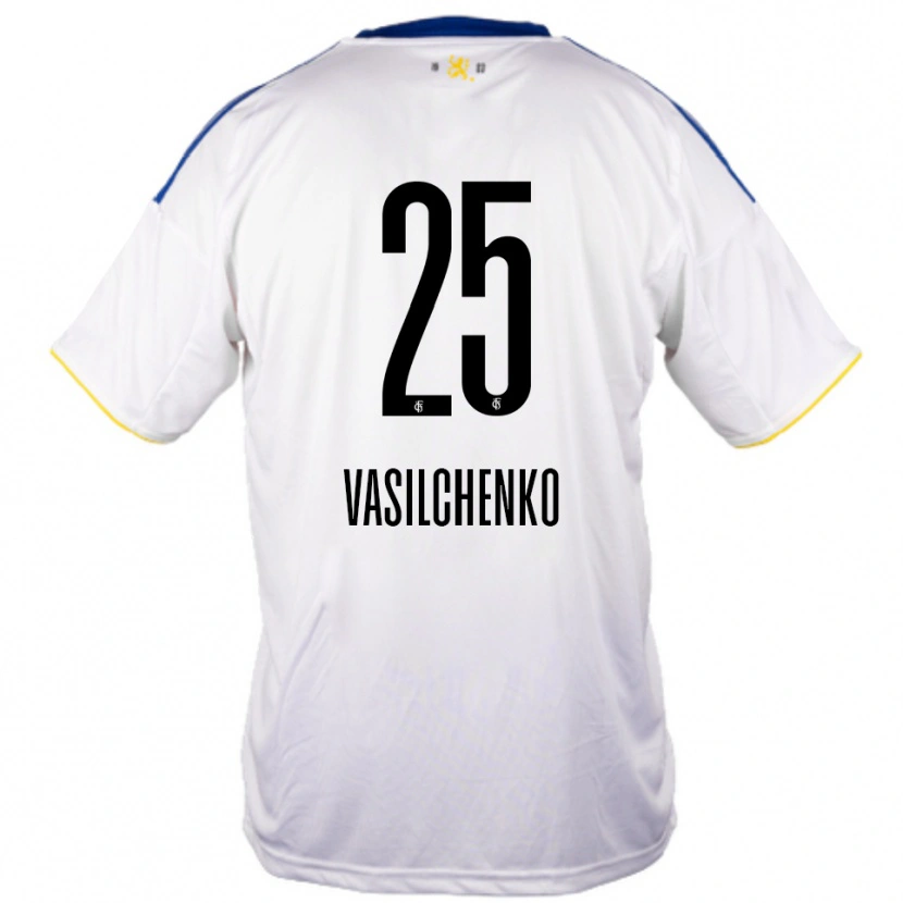 Danxen Damen Leonard Vasilchenko #25 Weiß Blau Gelb Auswärtstrikot Trikot 2025/26 T-Shirt Schweiz
