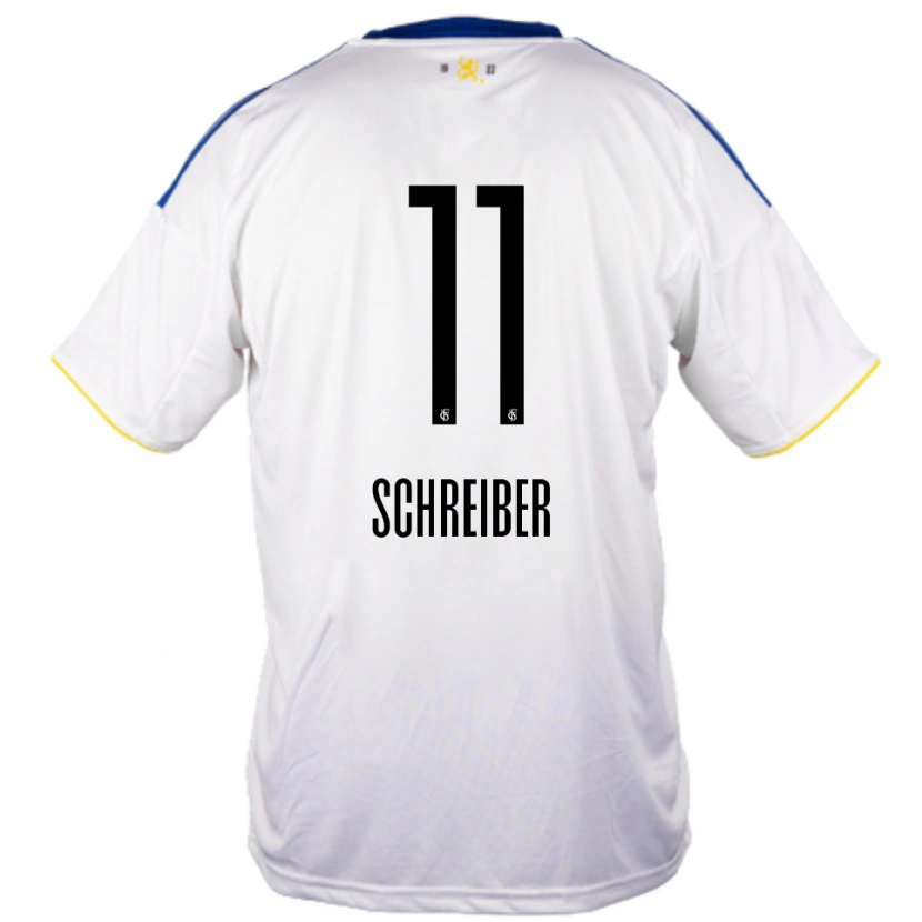 Danxen Damen Colin Schreiber #11 Weiß Blau Gelb Auswärtstrikot Trikot 2025/26 T-Shirt Schweiz