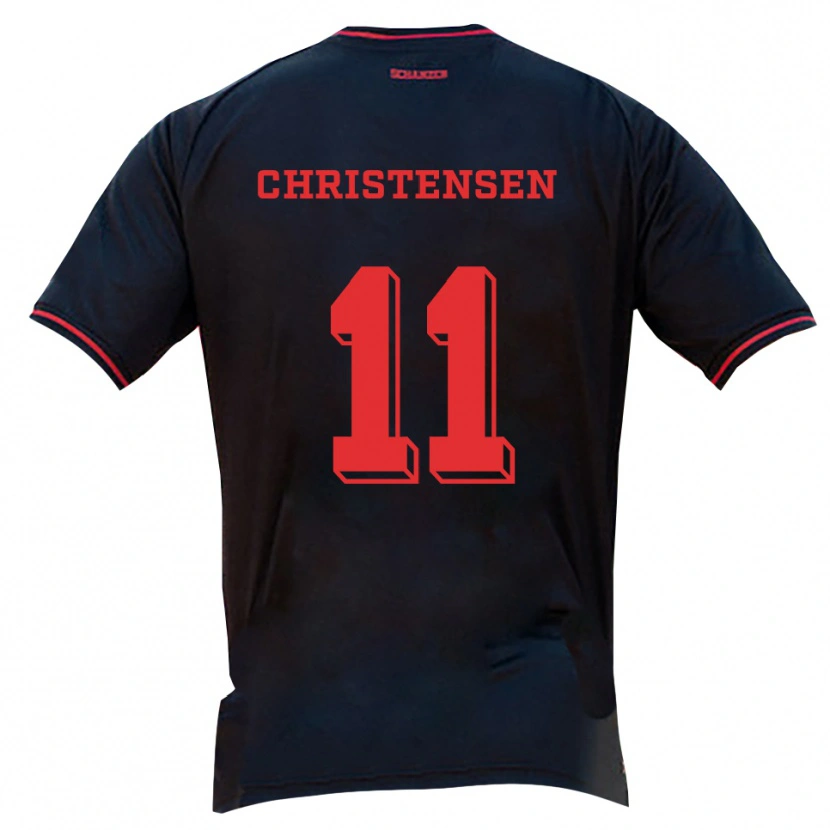 Danxen Damen Frederik Christensen #11 Schwarz Rot Weiß Auswärtstrikot Trikot 2025/26 T-Shirt Schweiz
