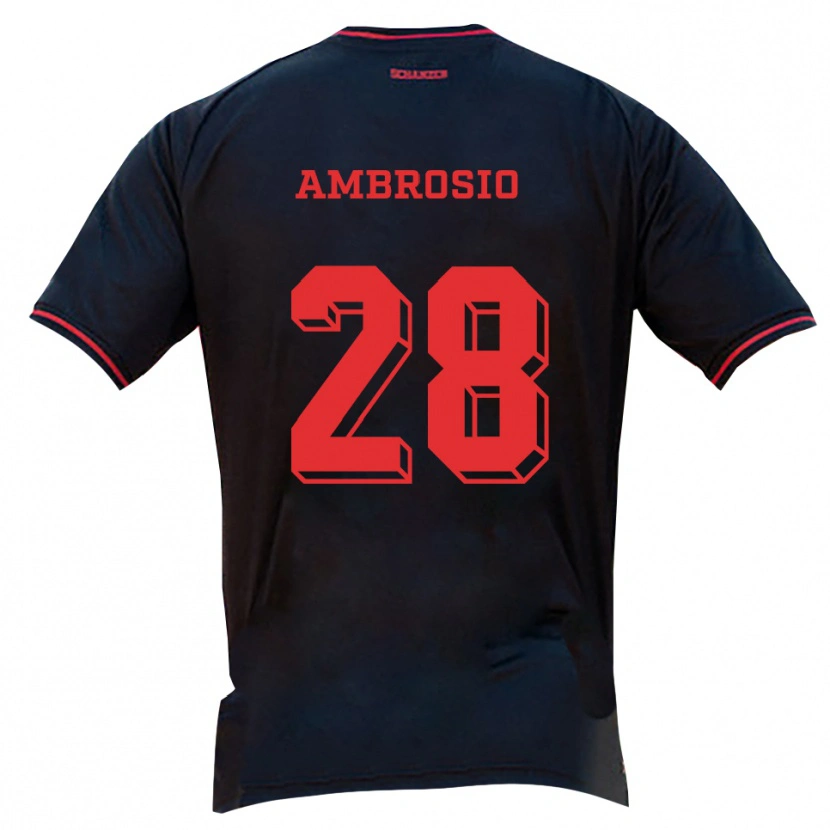Danxen Damen Gedeon Ambrosio #28 Schwarz Rot Weiß Auswärtstrikot Trikot 2025/26 T-Shirt Schweiz