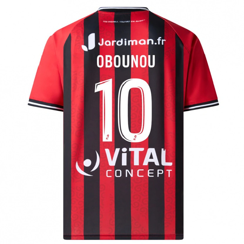 Danxen Kinder Élie Obounou #10 Rot Schwarz Heimtrikot Trikot 2025/26 T-Shirt Schweiz